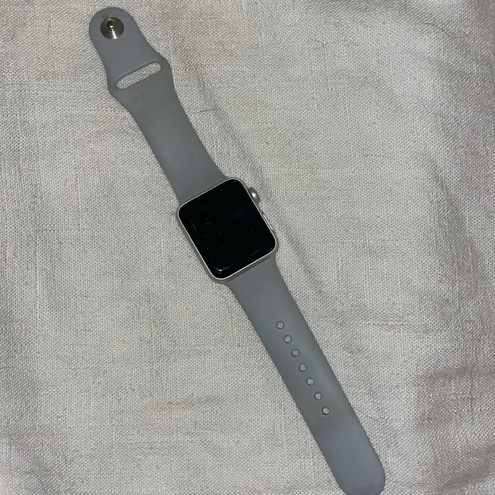 Apple Watch Series 3 GPS + Cellular, 38mm Silver Aluminum Case, Fog Sport Band